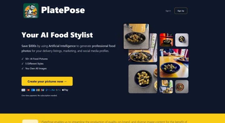Screenshot of PlatePose website