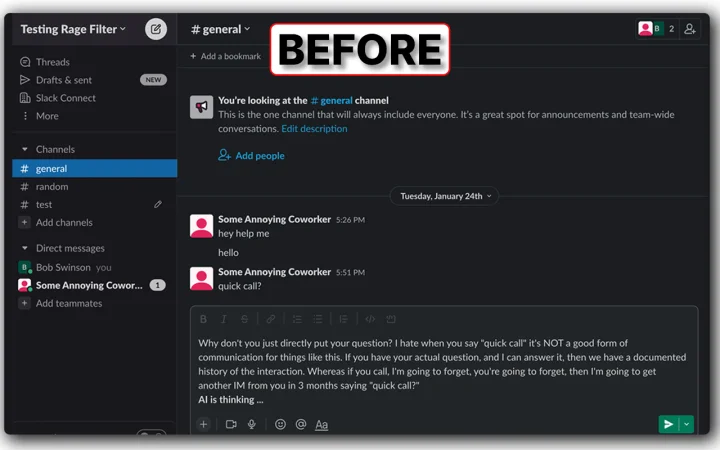 Screenshot of Rage Filter website