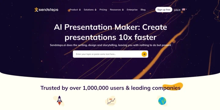 Screenshot of Sendsteps website