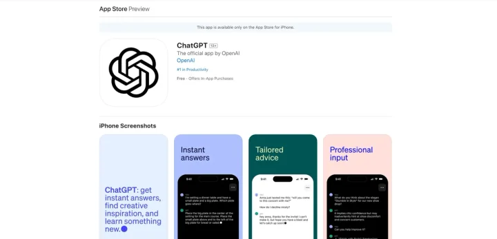Screenshot of Open AI ChatGPT website