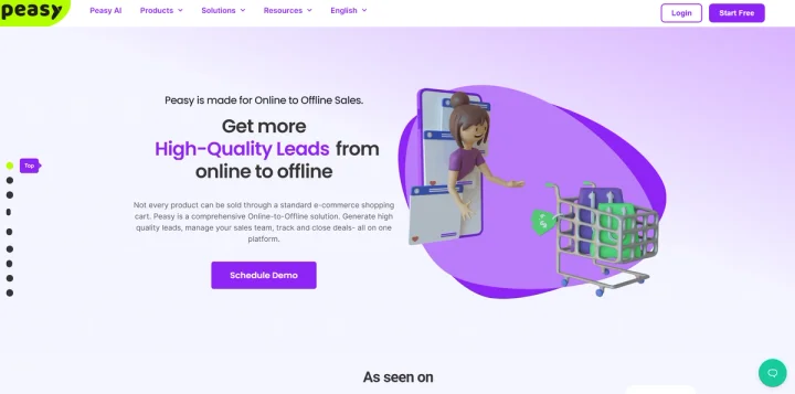 Screenshot of Peasy Sales website