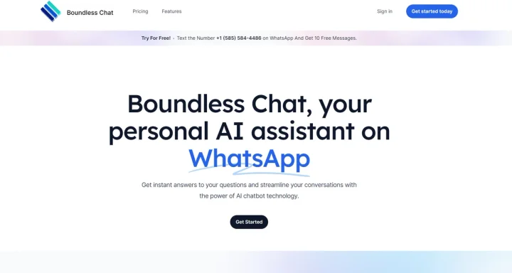 Screenshot of Boundless Chat website