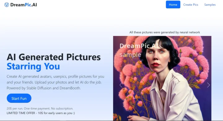 Screenshot of DreamPic.AI website
