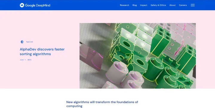 Screenshot of AlphaDev website