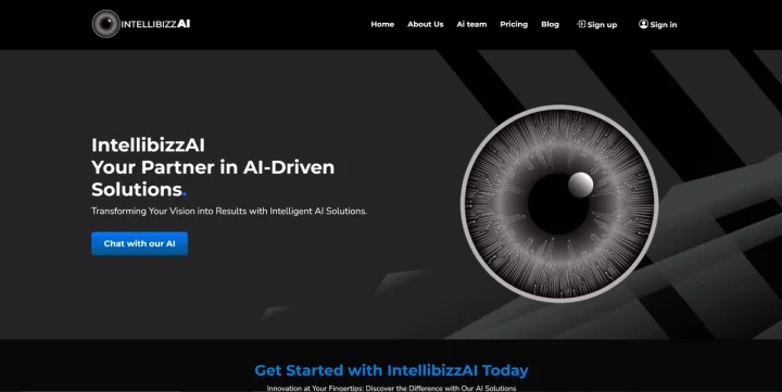 Screenshot of IntellibizzAI website