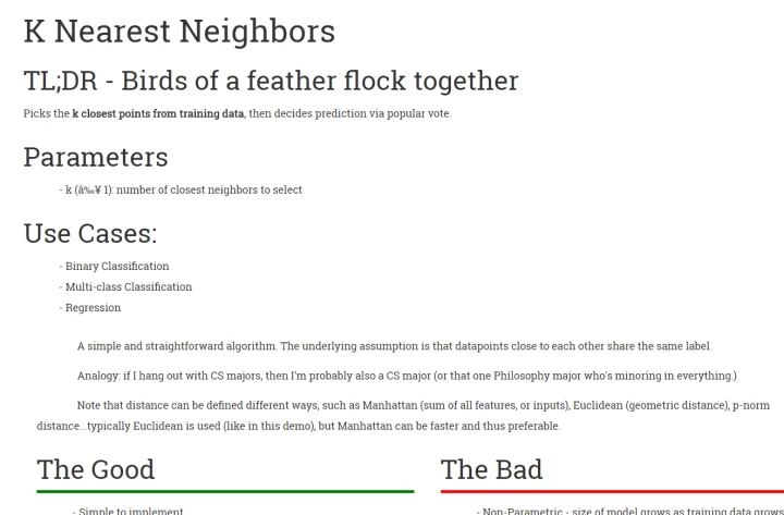 Screenshot of Machine Learning Playground website