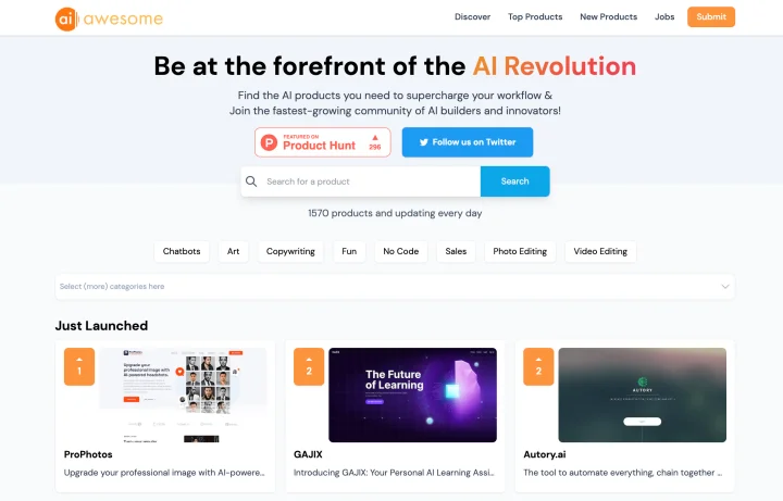 Screenshot of AI Awesome website