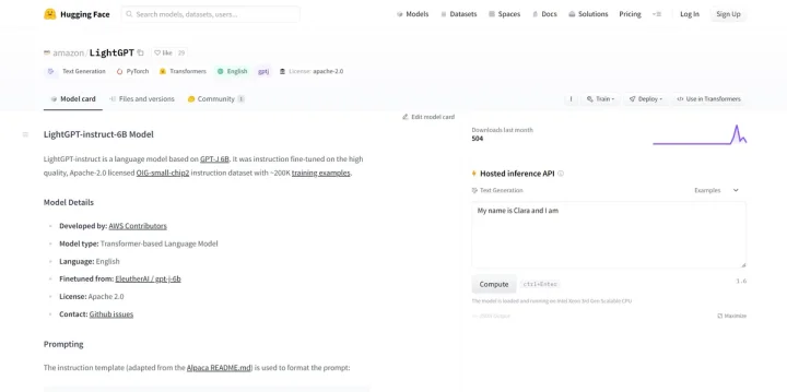 Screenshot of LightGPT website
