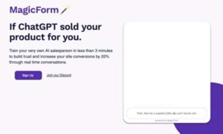 Screenshot of MagicForm website