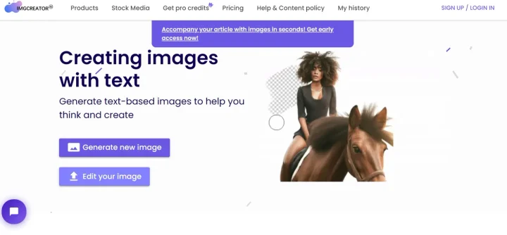 Screenshot of Imgcreator website