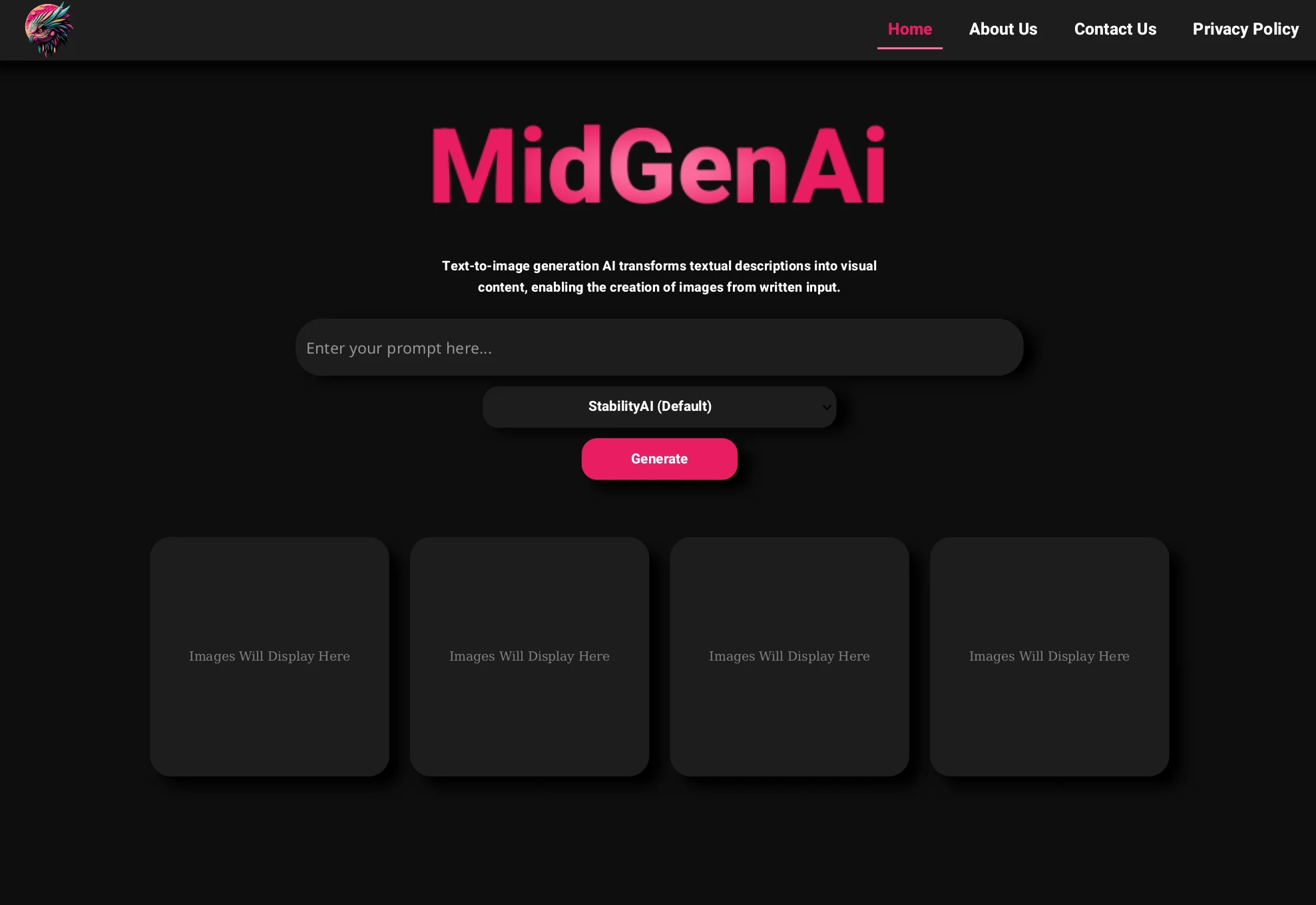 Screenshot of MidGenAI website