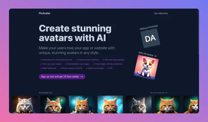 Screenshot of PicAvatar website