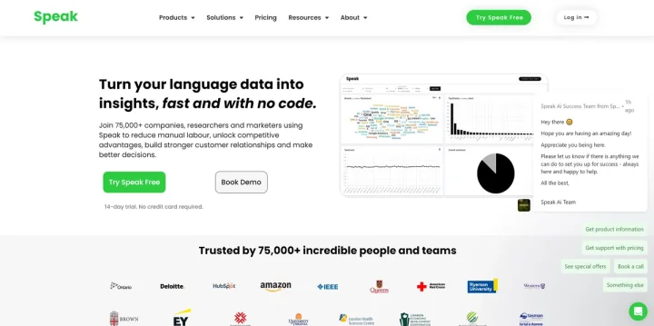 Screenshot of Speak Ai website