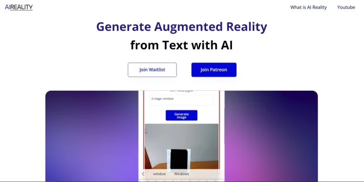 Screenshot of AI Reality website