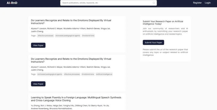 Screenshot of AI-RnD website
