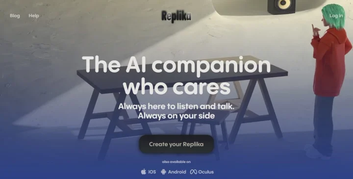 Screenshot of Replika website