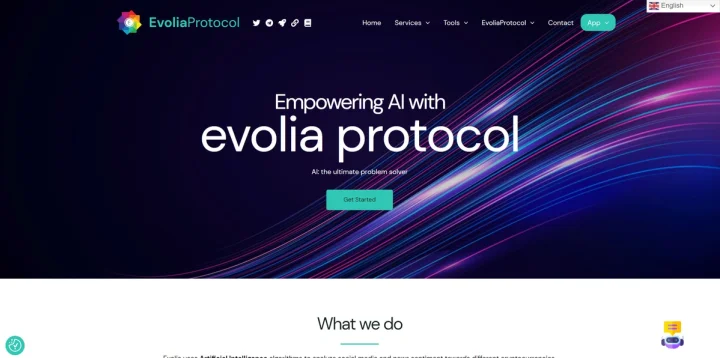 Screenshot of Evolia Protocol website