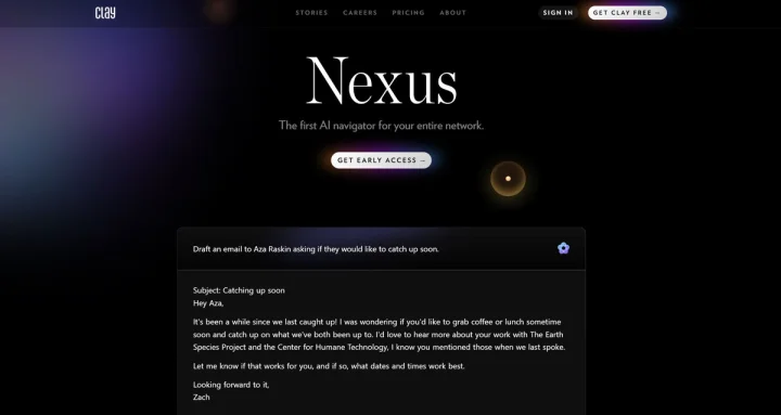 Screenshot of Nexus - Clay website