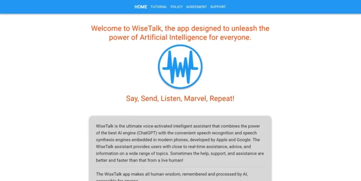 Screenshot of WiseTalk website