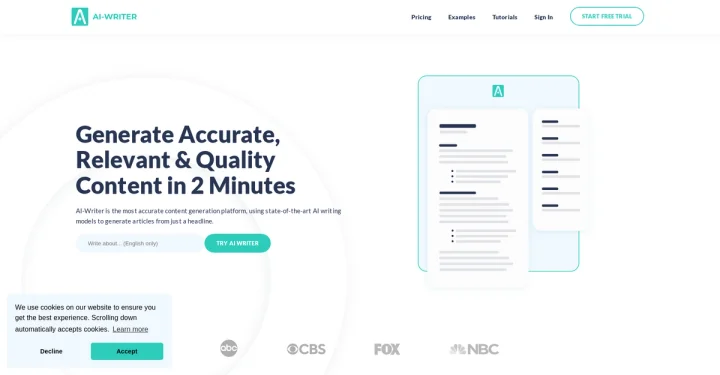 Screenshot of AI-Writer website