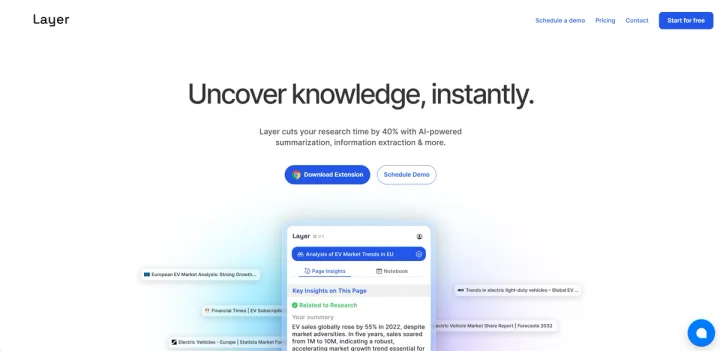 Screenshot of Layer website