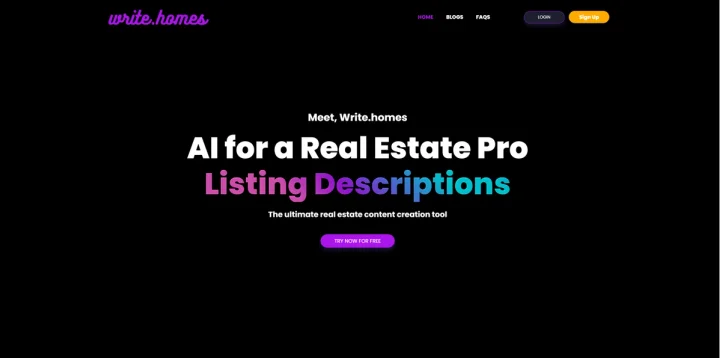 Screenshot of Write.homes website