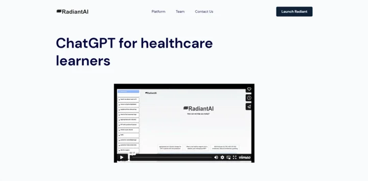 Screenshot of Radiant AI website