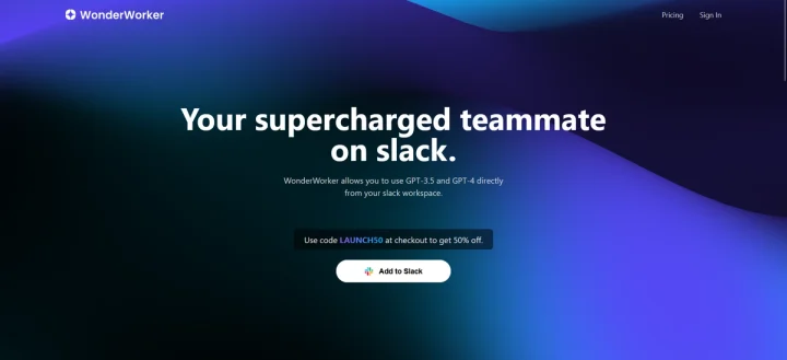 Screenshot of Wonder Worker website