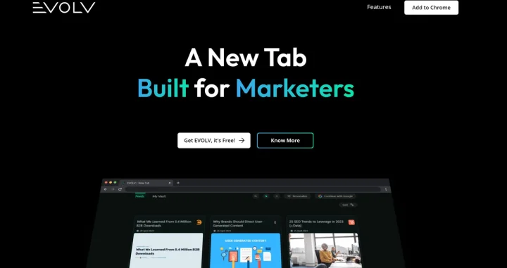 Screenshot of EVOLV website