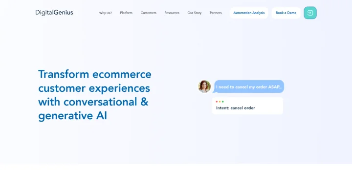 Screenshot of DigitalGenius website