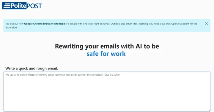 Screenshot of PolitePost website