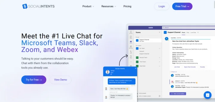 Screenshot of Social Intents website