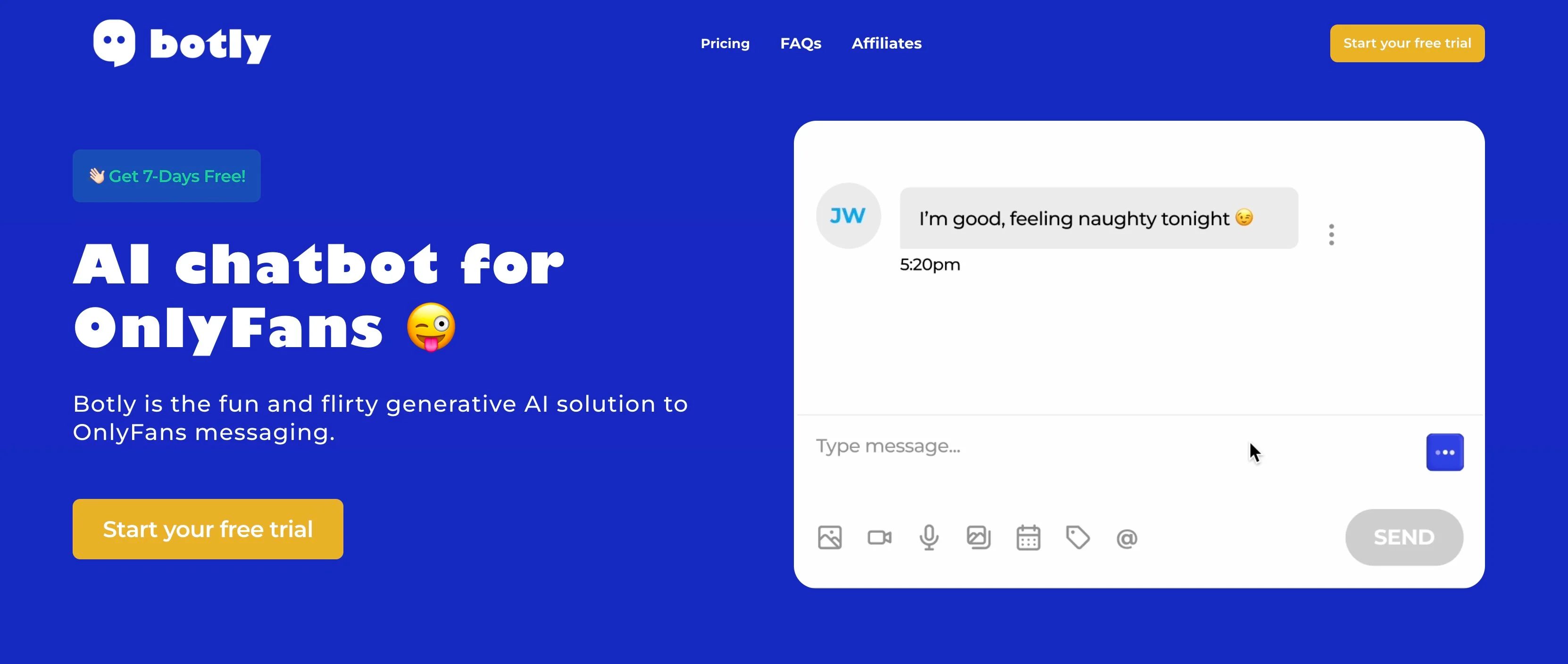 Screenshot of Getbotly website