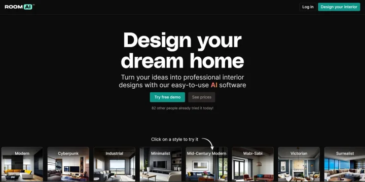 Screenshot of Room AI website