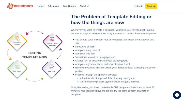 Screenshot of Essemem website