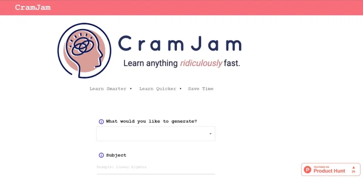 Screenshot of CramJam website