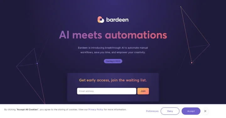 Screenshot of Bardeen AI website