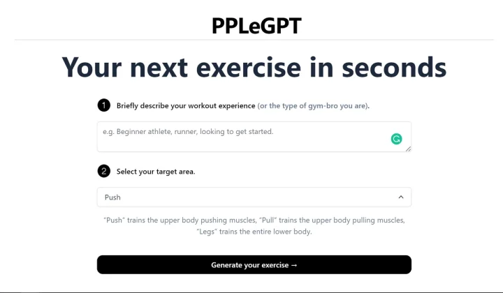 Screenshot of PPLEGPT website