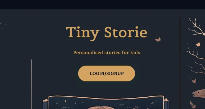 Screenshot of Tiny storie website