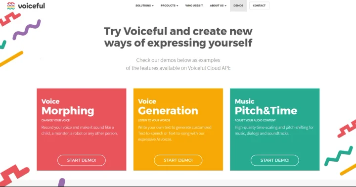 Screenshot of Voiceful.io website