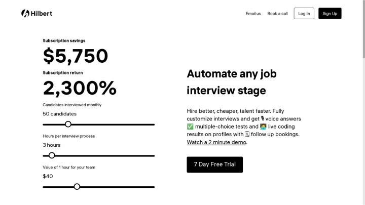 Screenshot of Hilbert website