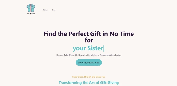 Screenshot of Gift Ideas AI website