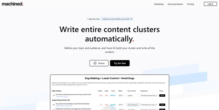 Screenshot of Machined.ai website