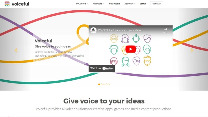 Screenshot of Voiceful website