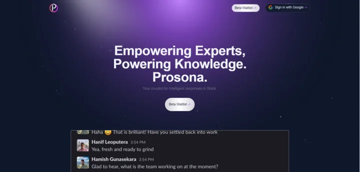 Screenshot of Prosona website