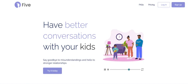Screenshot of Five website