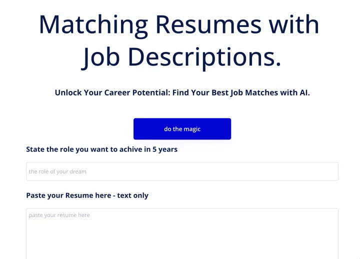Screenshot of MatchThatRoleAI.com website