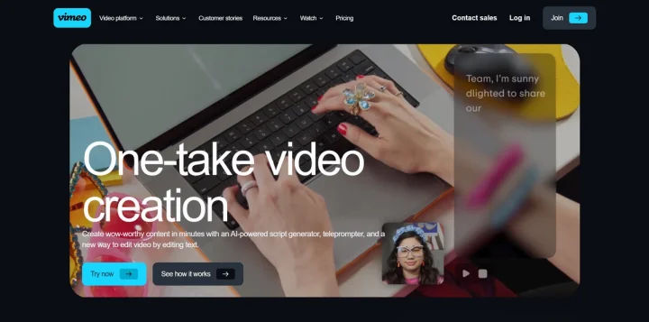 Screenshot of Vimeo AI website