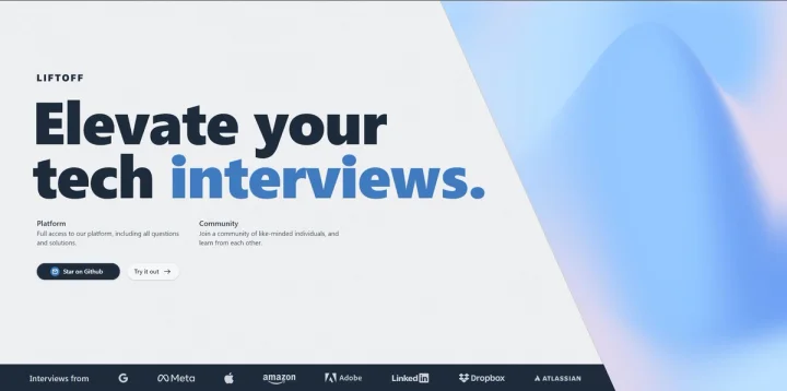 Screenshot of Liftoff website