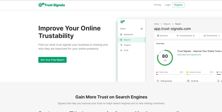 Screenshot of Trust Signals website